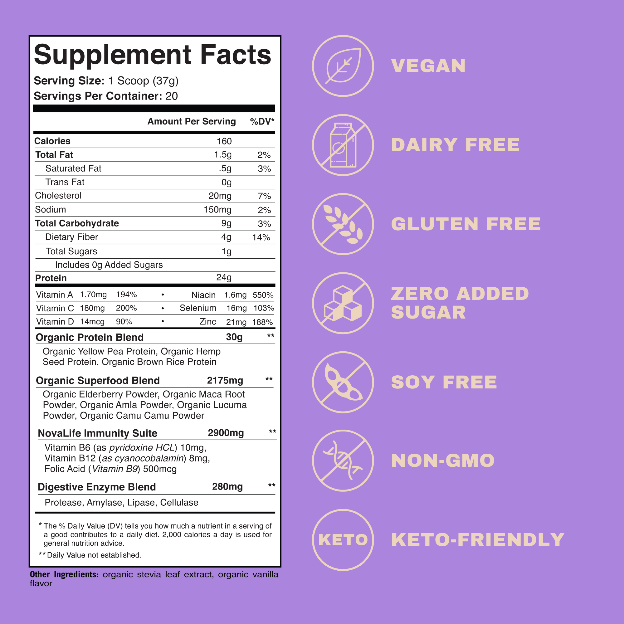 NovaLife® Immunity Plant Based Protein Powder