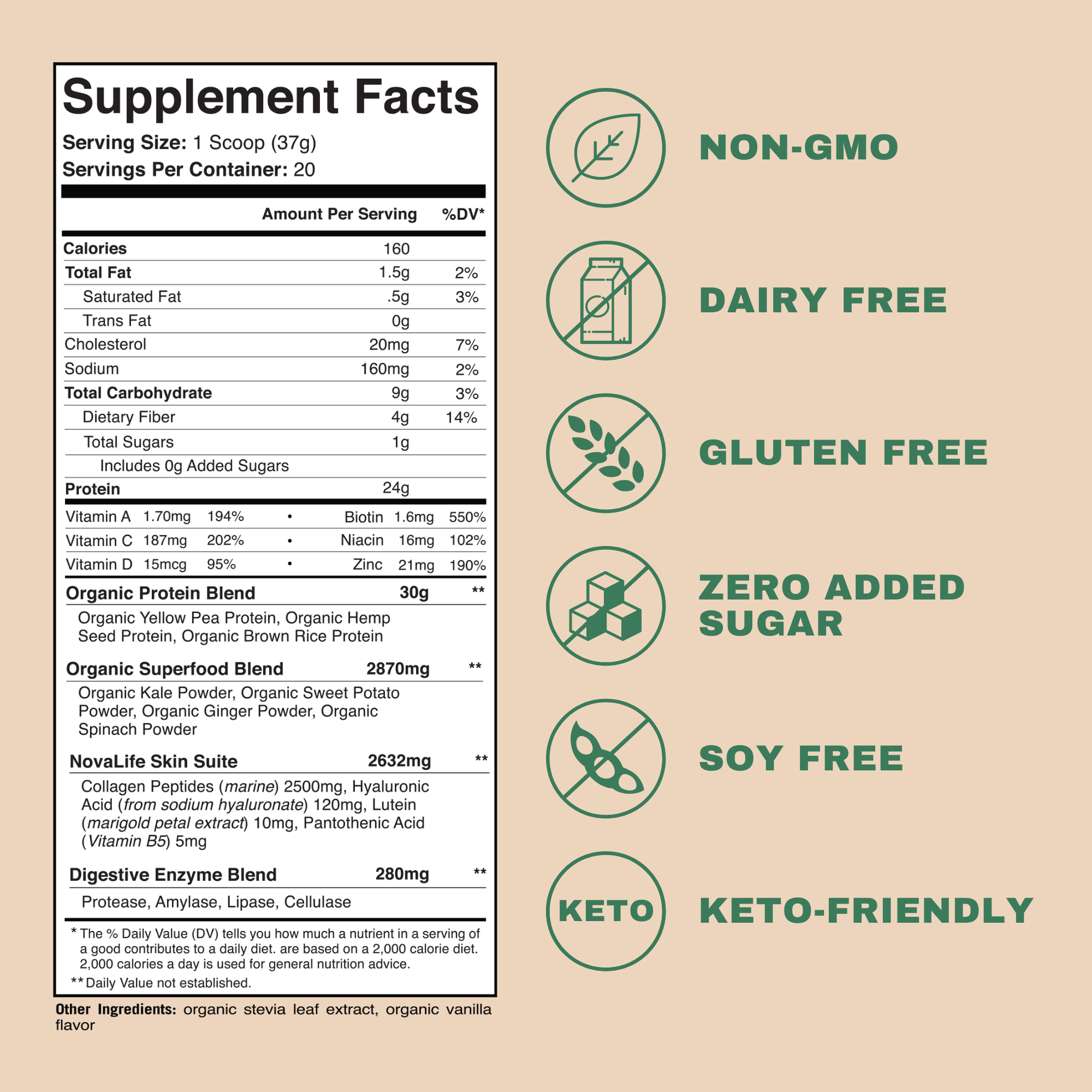 SKIN HEALTH PLANT PROTEIN POWDER - NovaLife Nutriments