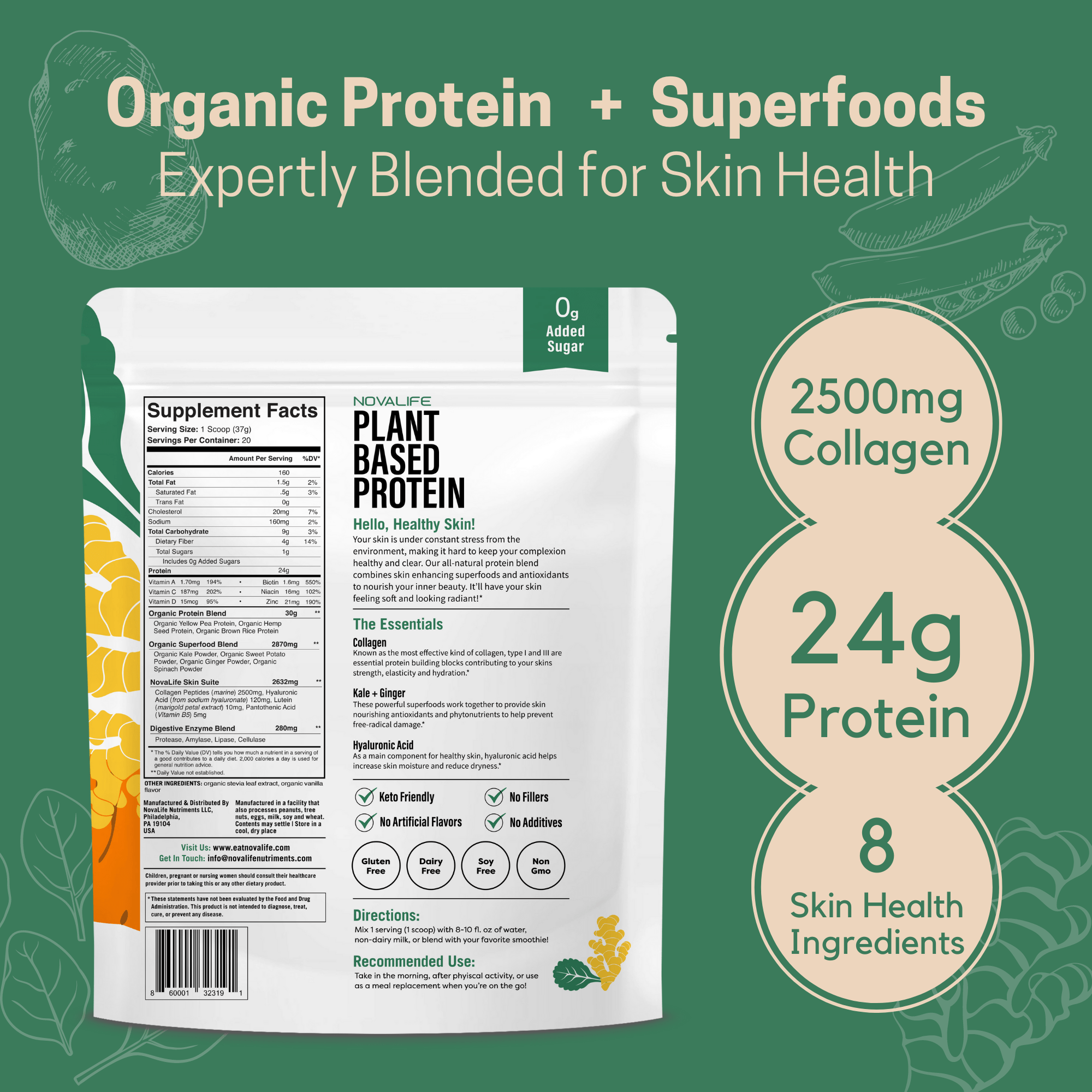 SKIN HEALTH PLANT PROTEIN POWDER - NovaLife Nutriments